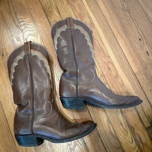 Vintage Tony Lama Brown Leather Cowboy Boots